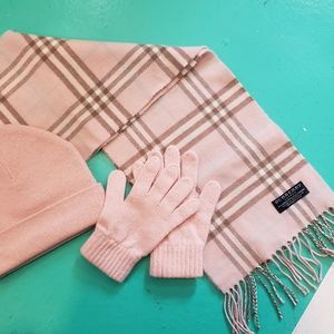Burberry girls scarf, hat and gloves